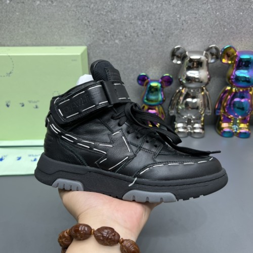 OFF WHITE High-Quality couple models  Out of office  series high-top casual sneakers