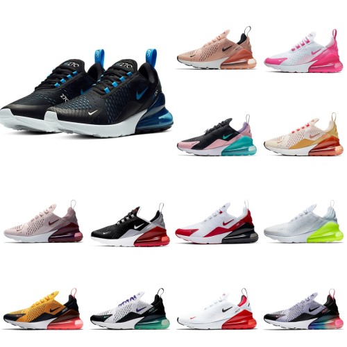 2023 Nike Max 270 Casual Shoes Mens Womens Air 270s Running Shoes React Triple Black White Royal Chaussure Bred Be True Metallic Gold Barely Rose Olive Dusty Cactus Midnight Navy Sneakers 36-45