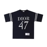 2024ss Dior 47 T-shirt printed patchwork short sleeves