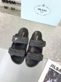 Prada Women's Sandals Braided Thick Sole Triangle Buckle Slippers