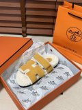 Hermes autumn and winter furry slippers Velcro slippers