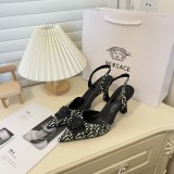 Versace Medusa rhinestone pointed high heel sandals