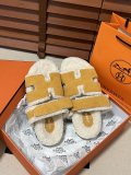 Hermes autumn and winter furry slippers Velcro slippers