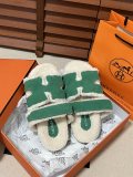 Hermes autumn and winter furry slippers Velcro slippers