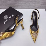 Versace Medusa rhinestone pointed high heel sandals