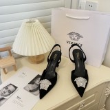 Versace Medusa rhinestone pointed high heel sandals
