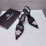 Versace Medusa rhinestone pointed high heel sandals