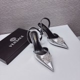 Versace Medusa rhinestone pointed high heel sandals