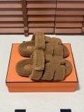 Hermes Autumn and Winter Teddy Furry Slippers Velcro Slippers