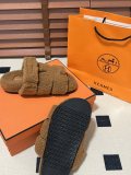 Hermes Autumn and Winter Teddy Furry Slippers Velcro Slippers
