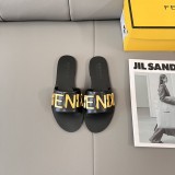 2025 Fendi Sandals Fashion Week New Collection FF Letter Buckle Flat Slippers