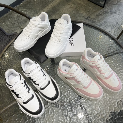 CELINE couple's low-top thick-soled sneakers casual sneakers white shoes