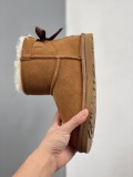 Designer Snow Boots Women Bailey Ribbon Bow Sheepskin Fur Warm Mid-calf Boots