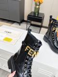 Fendi Graphy Series Martin Boots Letter Lace Mid-calf Boots