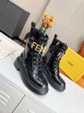 Fendi Graphy Series Martin Boots Letter Lace Mid-calf Boots