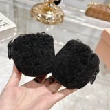 2024ss MIUMIU Furry Shoes Bow Ballet Shoes Furry Flat Shoes