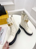Fendi Graphy Series Martin Boots Letter Lace Mid-calf Boots