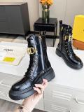 Fendi Graphy Series Martin Boots Letter Lace Mid-calf Boots
