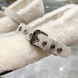 2024ss MIUMIU Furry Shoes Bow Ballet Shoes Furry Flat Shoes