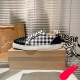 Christian Louboutin couple casual sneakers Rivet sports casual shoes couple style red bottom shoes