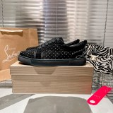 Christian Louboutin couple casual sneakers Rivet sports casual shoes couple style red bottom shoes