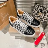Christian Louboutin couple casual sneakers Rivet sports casual shoes couple style red bottom shoes