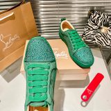 Christian Louboutin couple casual sneakers Rivet sports casual shoes couple style red bottom shoes