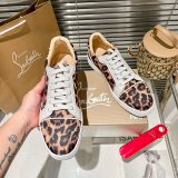 Christian Louboutin couple casual sneakers Rivet sports casual shoes couple style red bottom shoes