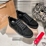 Christian Louboutin couple casual sneakers Rivet sports casual shoes couple style red bottom shoes