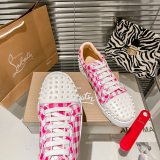 Christian Louboutin couple casual sneakers Rivet sports casual shoes couple style red bottom shoes