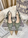 Dior strappy back sandals Jardin d'Hiver jacquard embroidered letter logo bow color matching lace high heels women's shoes