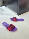 2024 Miss Dior series flat slippers letter embroidered logo color block sandals
