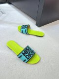 2024 Miss Dior series flat slippers letter embroidered logo color block sandals