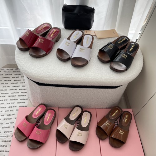MiuMiu candy-colored platform slippers Roman style beach sandals