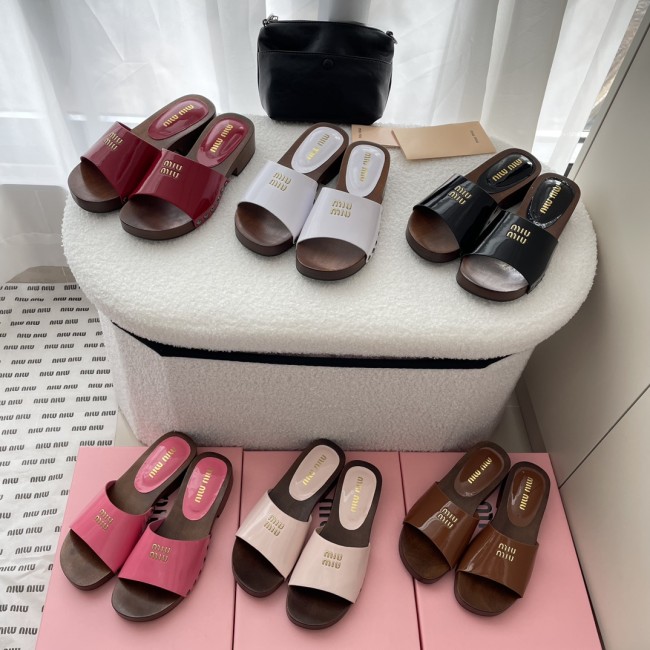 MiuMiu candy-colored platform slippers Roman style beach sandals