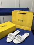 FENDI Spring Summer FF hollow buckle flat slippers Same color square buckle sandals Beach flat sandals