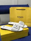 FENDI Spring Summer FF hollow buckle flat slippers Same color square buckle sandals Beach flat sandals