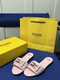 FENDI Spring Summer FF hollow buckle flat slippers Same color square buckle sandals Beach flat sandals