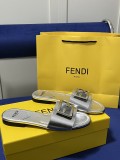 FENDI Spring Summer FF hollow buckle flat slippers Same color square buckle sandals Beach flat sandals