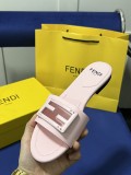 FENDI Spring Summer FF hollow buckle flat slippers Same color square buckle sandals Beach flat sandals