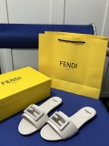 FENDI Spring Summer FF hollow buckle flat slippers Same color square buckle sandals Beach flat sandals