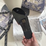 DIOR Spring Summer Hollow Carved Flat Slippers Metal Letter Casual Sandals