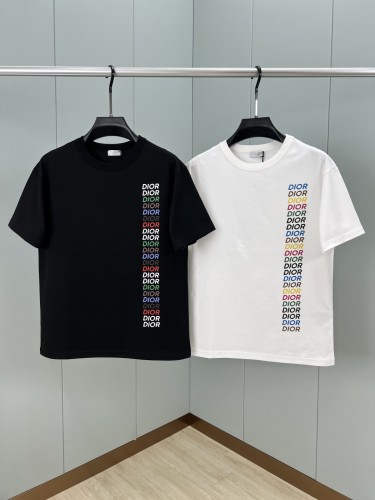 2025ss Dior classic colorful letter round neck short sleeve half sleeve T-shirt unisex couple style loose version