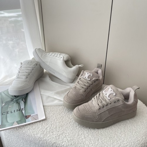CELINE Arc de Triomphe thick-soled casual shoes bread board shoes lace-up white shoes