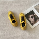PRADA round toe lace-up flat casual shoes sneakers