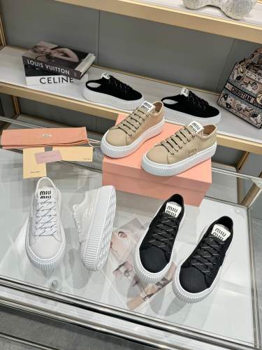 MiuMiu Thick Sole Biscuit Shoes Canvas Casual Shoes Sneakers