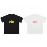 2025ss ALO Oversize heavy cotton loose OS lazy loose round neck short sleeve T-shirt for men and women couples Size:S-2XL