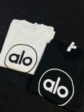 2025ss ALO Oversize Lazy American retro basic letter small label printing New summer high quality loose round neck short sleeve T-shirt for men and women couples Size:S-XXL