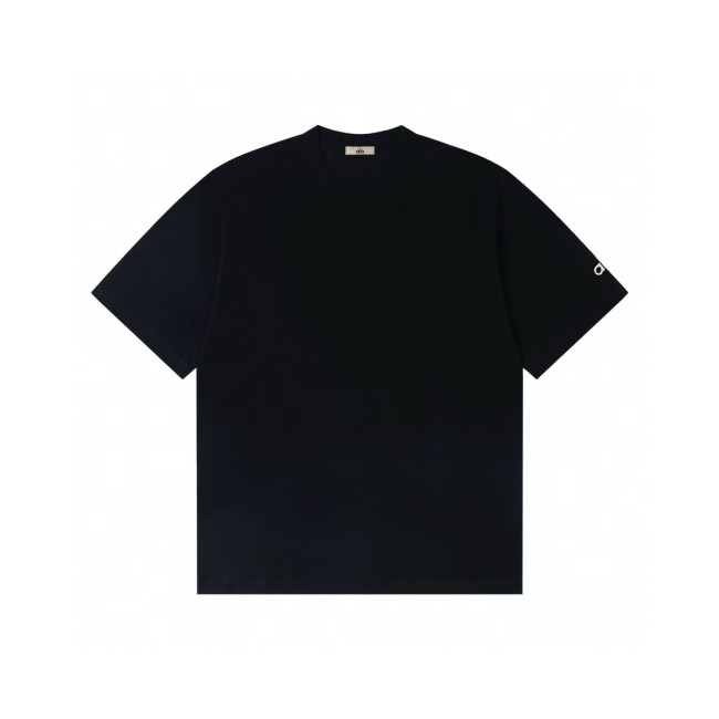 2025ss ALO Oversize cuffs bright silver 3D three-dimensional glued letter small label high quality loose round neck short sleeve T-shirt for men and women couples Size:S-2XL