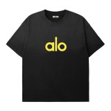 2025ss ALO Oversize Classic gradient Basic letter small label printing New summer high quality loose round neck short sleeve T-shirt for men and women couples Size:S-XXL